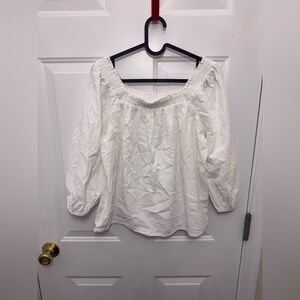 Baltic Born Aya Textured Woven White Peasant Top Size Small